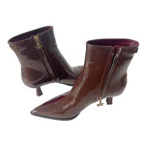 Circus NY Sam Edelman Yuki Patent Pointed Toe Kitten Heel Dress Booties Sz 7.5